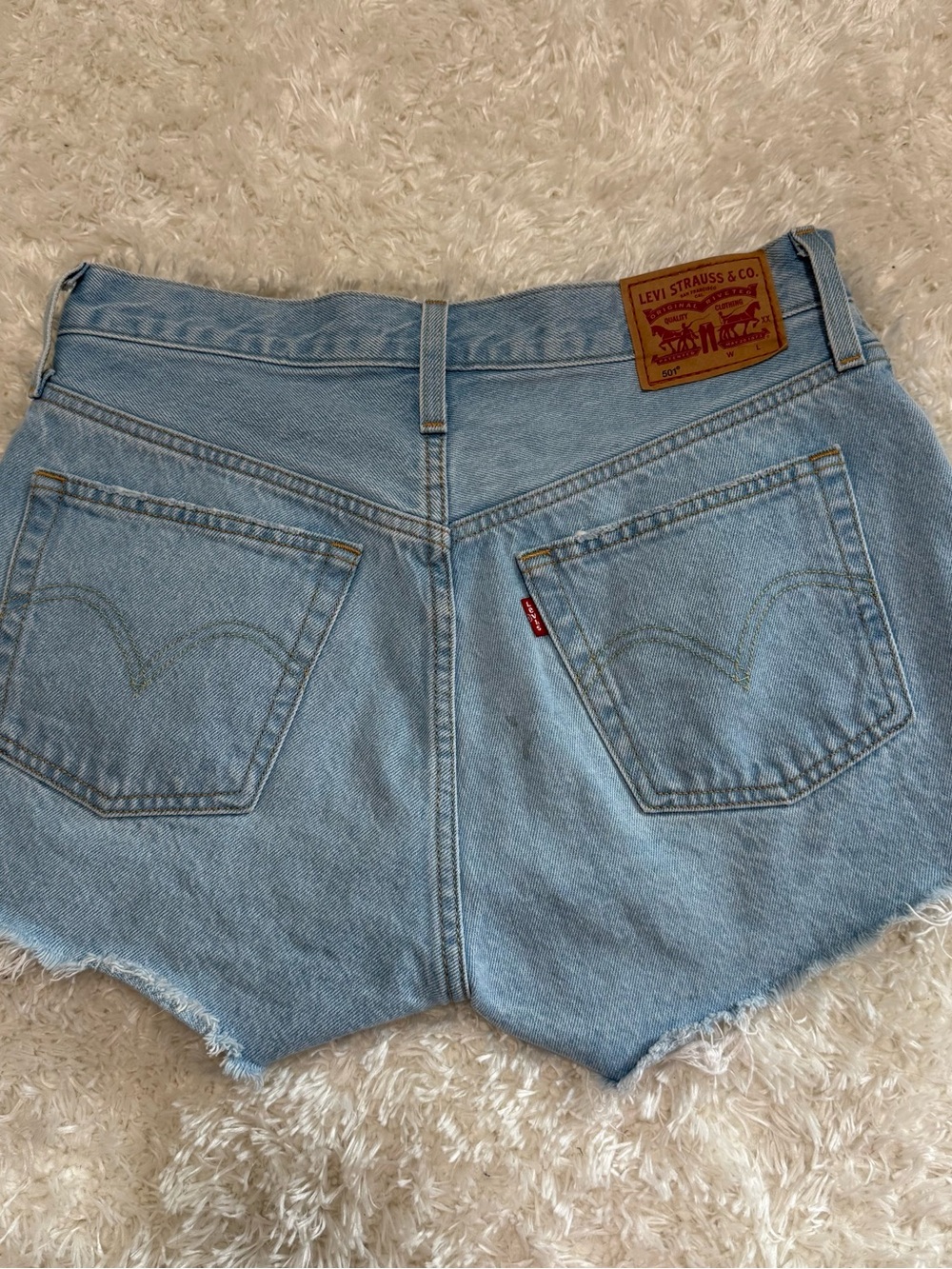 Levi's Pale Blue Denim Cutoff Jean Shorts with Back Pocket Tabs